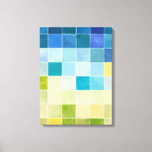 Landschaft mit mehrfarbigen Pixilated Quadraten Leinwanddruck