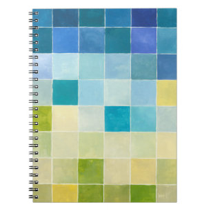 Landschaft mit mehrfarbigen Pixilated Quadraten Notizblock