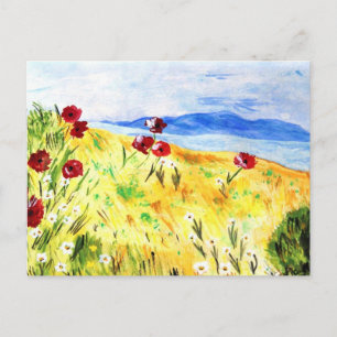 Landschaft mit Mohn Postkarte