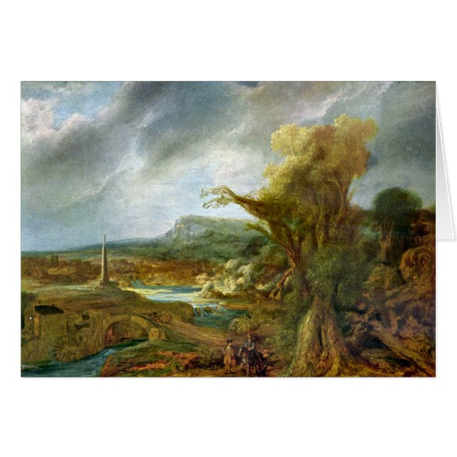 Landschaft mit Obelisk durch Rembrandt (Vorderseite (Horizontal))