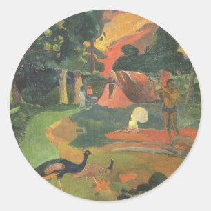 Landschaft mit Pfauen von Paul Gauguin Runder Aufkleber