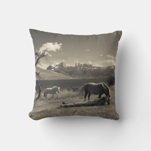 Landschaft mit Pferden Kissen (Vorderseite)