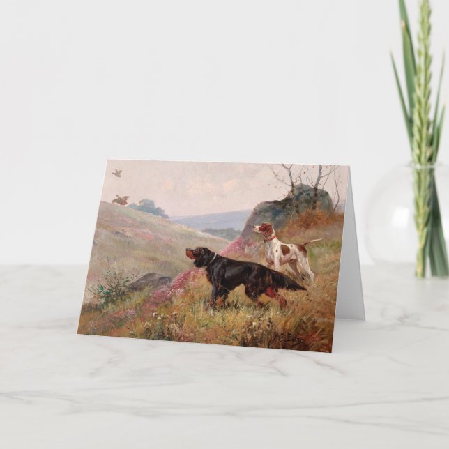 Landschaft mit Pointer und Setter | Eugene Petit Karte (Vorderseite)