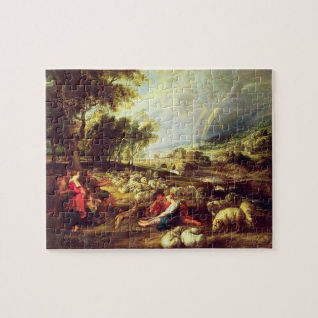 Landschaft mit Regenbogen (Öl auf Leinwand) (Horizontal)