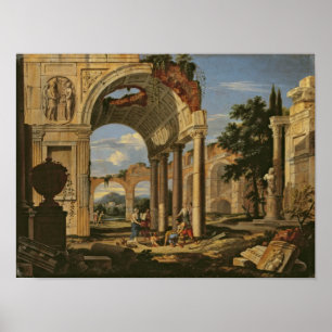 Landschaft mit Ruinen, 1673 Poster