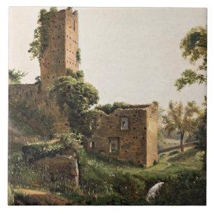 Landschaft mit Ruinen (Altes Ruiniertes Gebäude) Fliese