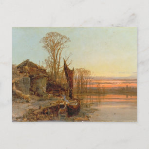 Landschaft mit ruinierter Hütte bei Sunset, 1898 Postkarte