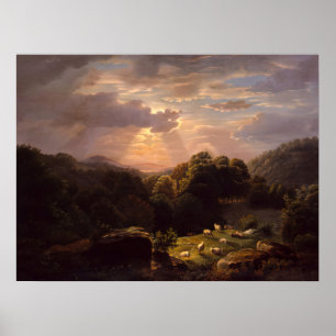 Landschaft mit Schafen Poster