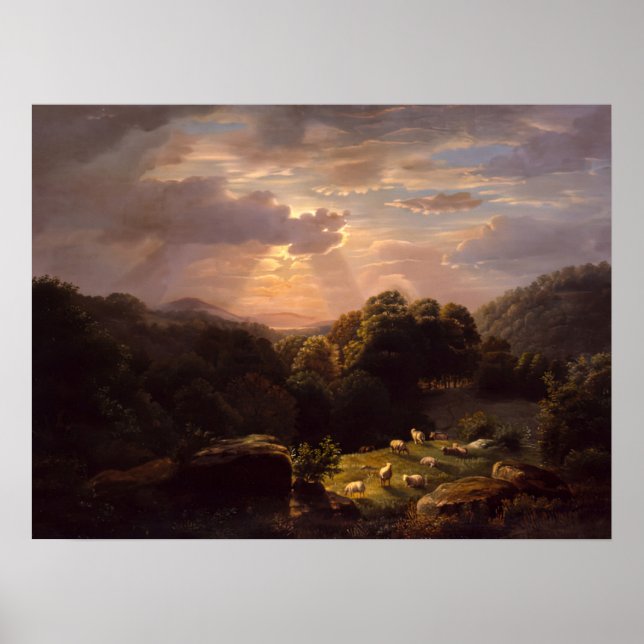 Landschaft mit Schafen Poster (Vorne)