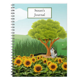 Landschaft mit Sonnenblumen / Name-Journal hinzufü Notizblock
