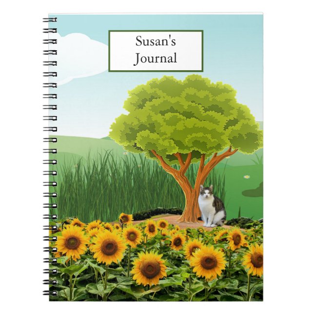 Landschaft mit Sonnenblumen / Name-Journal hinzufü Notizblock (Vorderseite)