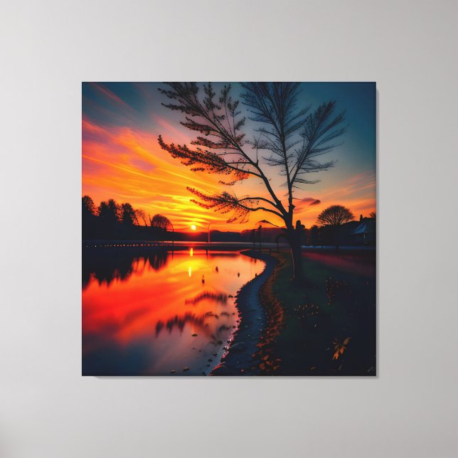 Landschaft mit Sonnenuntergang Vier Leinwanddruck (Vorderseite)