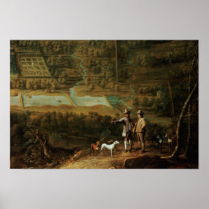 Landschaft mit Sportlern Poster