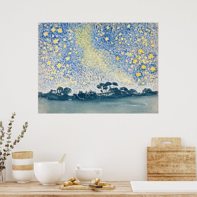 Landschaft mit Sternen - Retro Eleganz Poster (Küche)