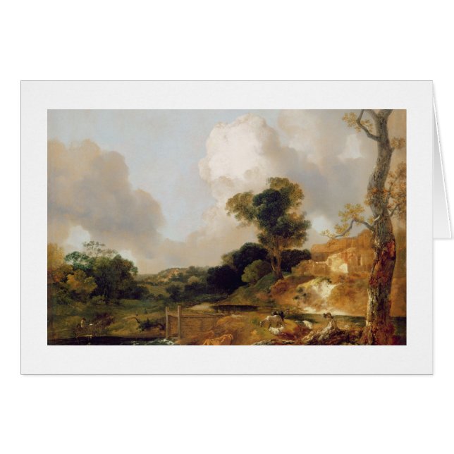 Landschaft mit Strom und Wehr (Öl auf Leinwand) (Vorderseite (Horizontal))
