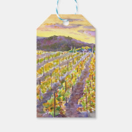 Landschaft mit Traubenernte. Aquarellkunst Geschenkanhänger