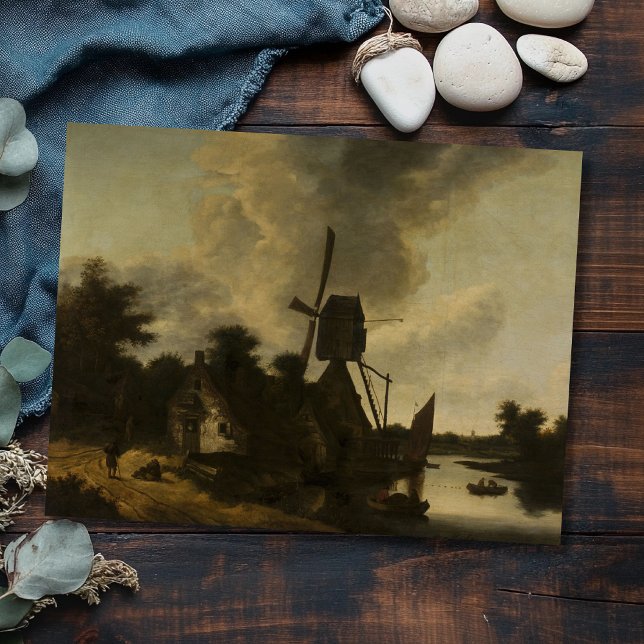 Landschaft mit Windmühle - Salomon Rombouts Postkarte (Von Creator hochgeladen)