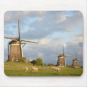 Landschaft mit Windmühlen und Schafen Mousepad
