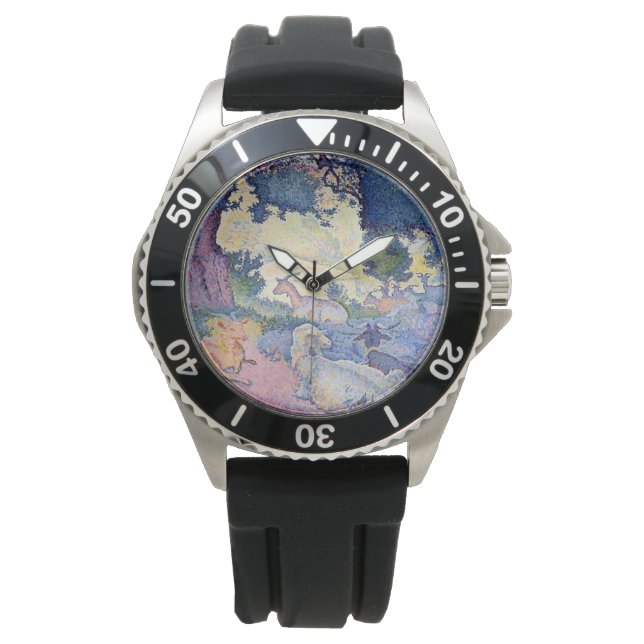 Landschaft mit Ziegen (von Henri-Edmond Cross) Armbanduhr (Vorderseite)