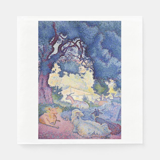 Landschaft mit Ziegen (von Henri-Edmond Cross) Serviette (Vorderseite)