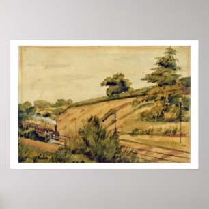 Landschaft mit Zug, 1854 (w/c und Bleistift auf Poster