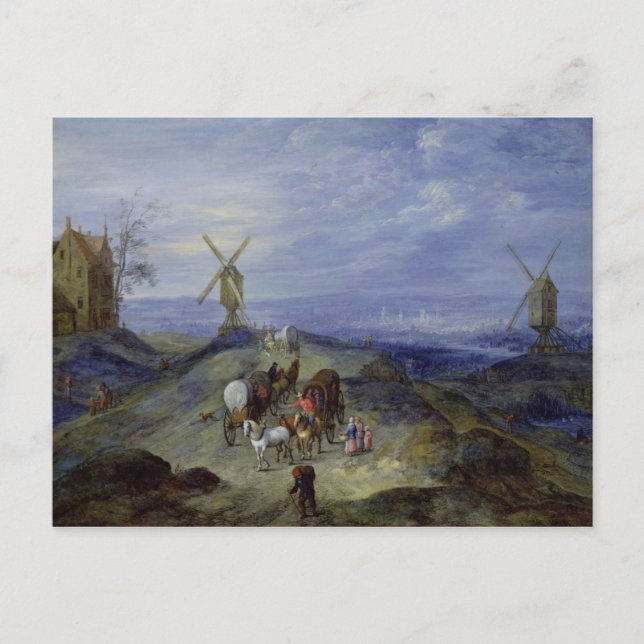 Landschaft mit zwei Windmühlen, 1612 Postkarte (Vorderseite)