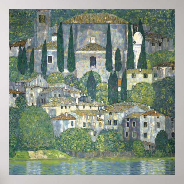 Landschaft mit Zypressen - Gustav Klimt Poster (Vorne)