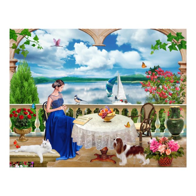 Landschaft Natur Berg Frauen Katze Haustiere Poste Fotodruck (Vorne)