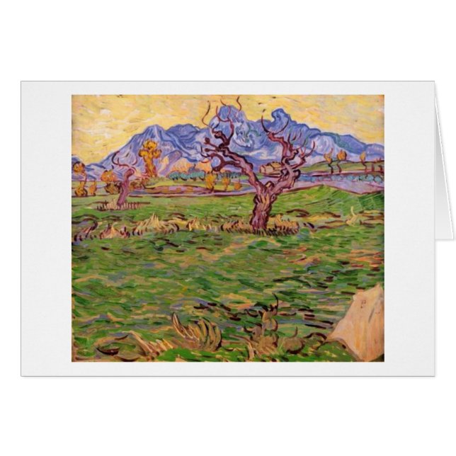 Landschaft, Olivenbaum, Berge, Vincent van Gogh (Vorderseite (Horizontal))