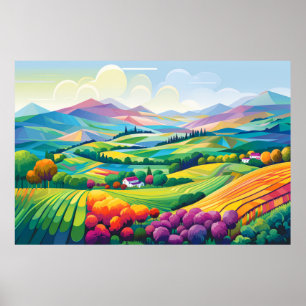 Landschaft Panoramablick Prairie Landschaft Natur Poster