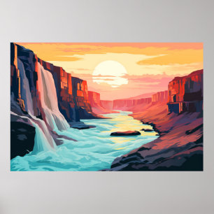 Landschaft Panoramasicht Wasserfall Landschaft Poster