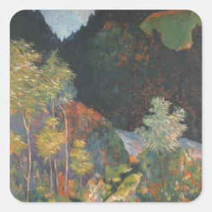 Landschaft Paul Gauguins Quadratischer Aufkleber