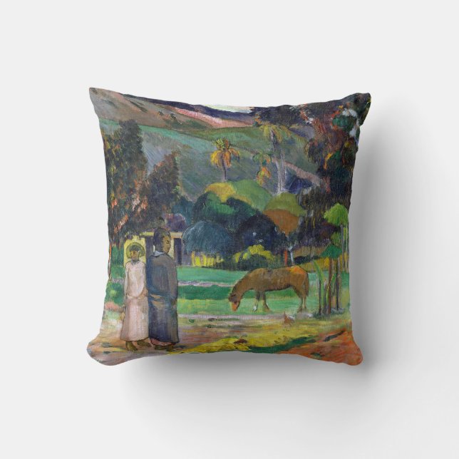 Landschaft Paul Gauguins Tahitian Kissen (Vorderseite)