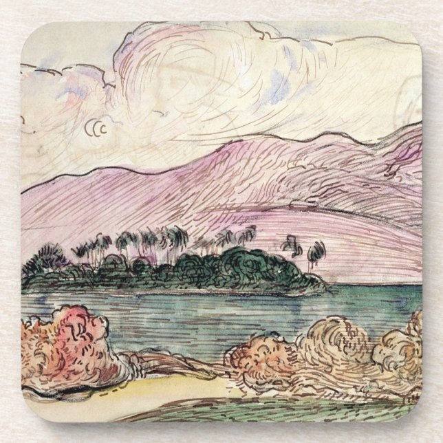 Landschaft Paul Gauguins | Tahitian (w/c auf Untersetzer (Vorderseite)