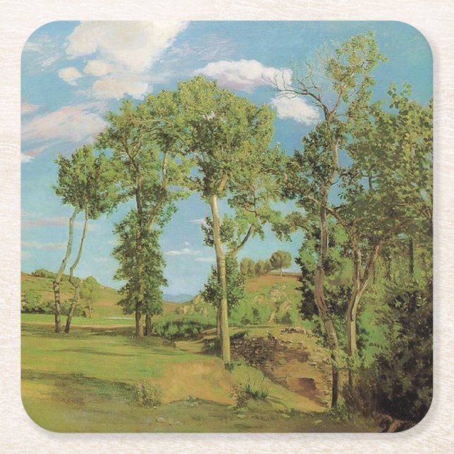Landschaft Paysage Frederic Bazille Impressionist Rechteckiger Pappuntersetzer (Vorderseite)