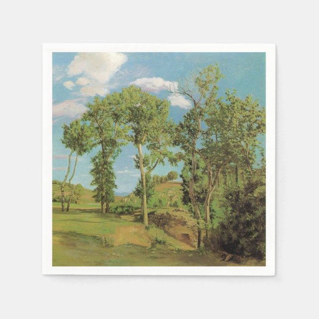Landschaft Paysage Frederic Bazille Impressionist Serviette (Vorderseite)