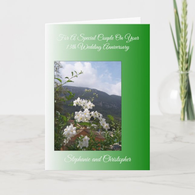 Landschaft Personalisiert 13. Hochzeitstag Karte (Vorderseite)