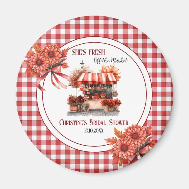 Landschaft Picnic Gingham Brautparty Gefallen Magnet (Vorne)