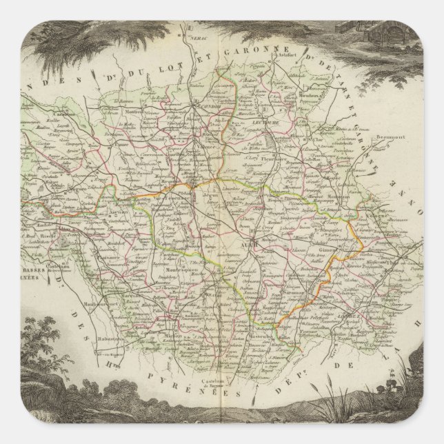 Landschaft Quadratischer Aufkleber (Vorderseite)