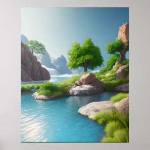 Landschaft realistisch und natürlich poster