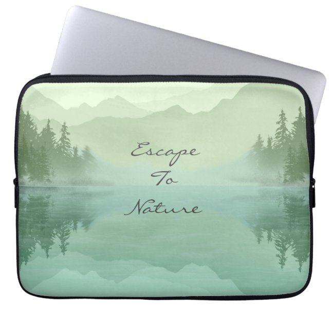 Landschaft Reflection Lake Tree Grün Motivierend Laptopschutzhülle (Vorderseite)