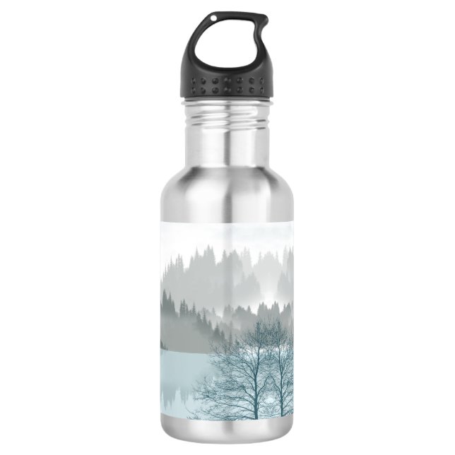 Landschaft Reflektion Treppensee Grün Edelstahlflasche (Vorderseite)