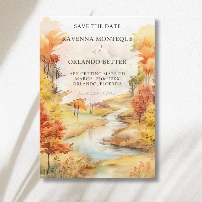Landschaft Roter Herbst Fluss Wald Hochzeit Save The Date (Von Creator hochgeladen)