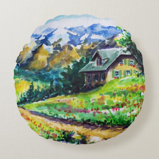Landschaft Rundes Kissen (Vorderseite)