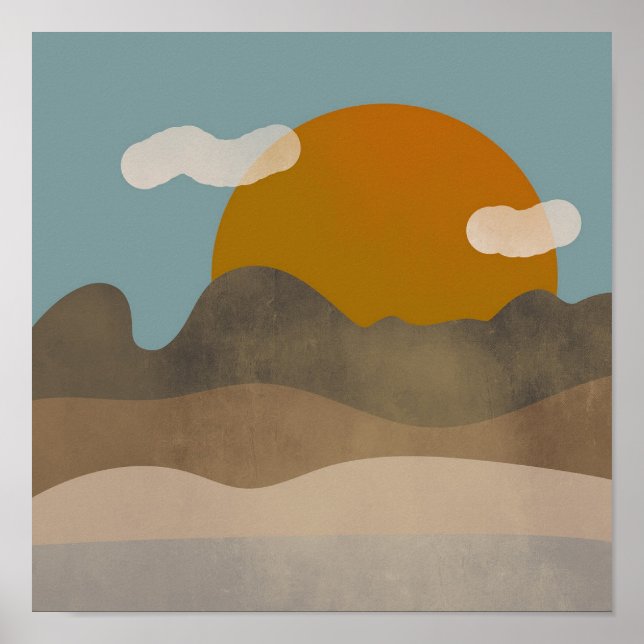 Landschaft Simple Boho Zeichnungen Boho Chic Ästhe Poster (Vorne)