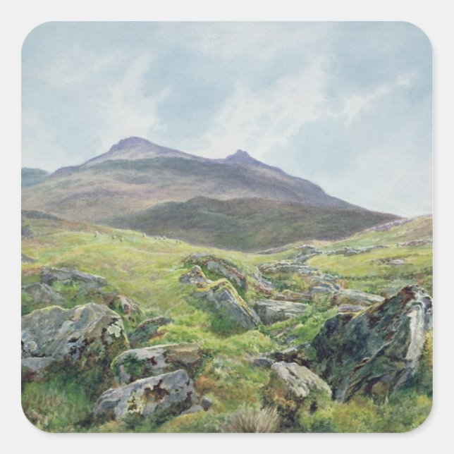 Landschaft, Snowdon Quadratischer Aufkleber (Vorderseite)