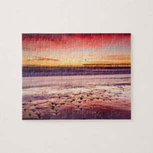 Landschaft und Pier bei Sonnenuntergang, CA