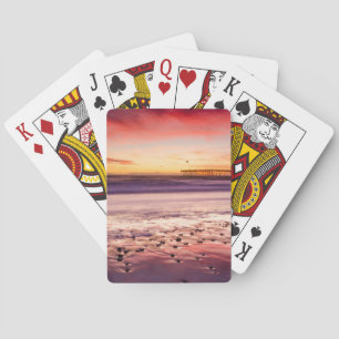 Landschaft und Pier bei Sonnenuntergang, CA Spielkarten