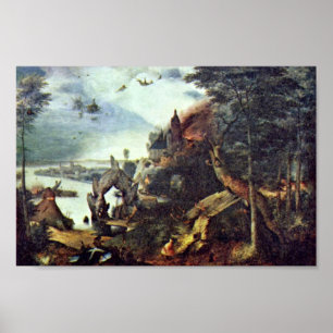 Landschaft und Versuchung von St Anthony durch Poster
