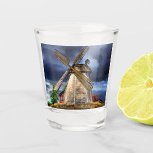 Landschaft und Wetter in den Niederlanden - Zeichn Schnapsglas